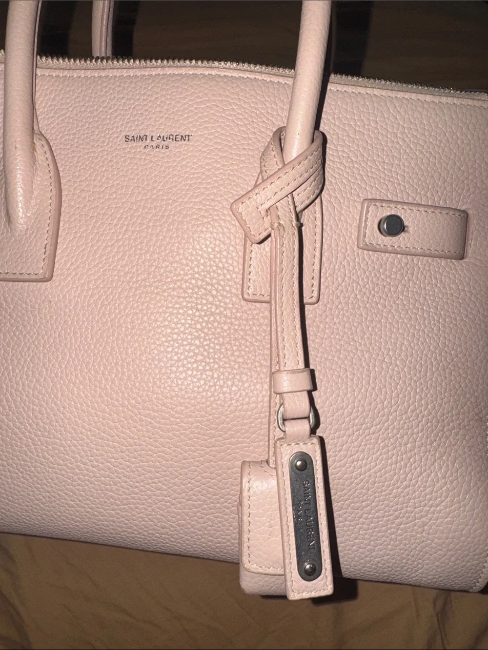 Saint Laurent Blush Pink Pebbled Leather Satchel